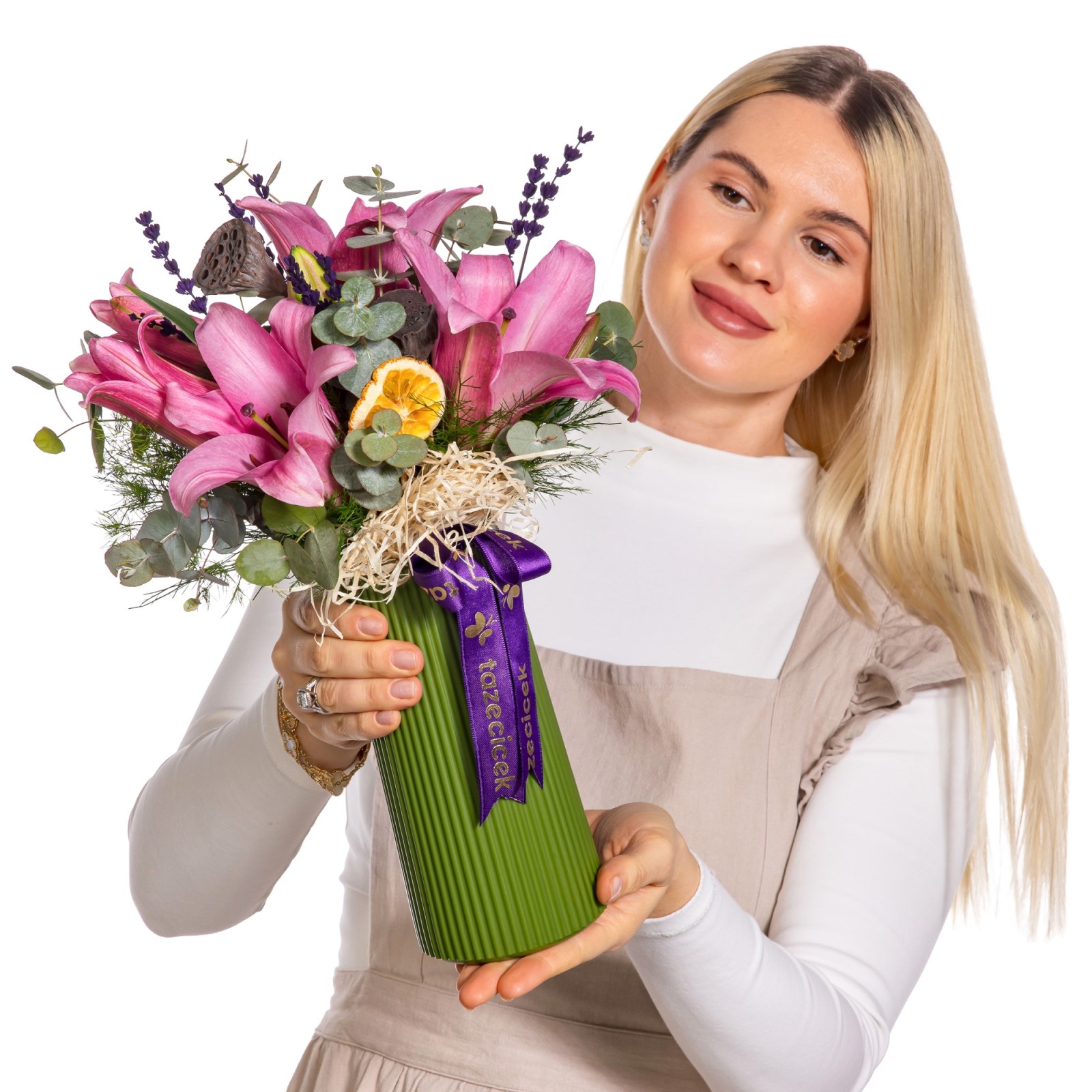 Pink Grace Vazoda Pembe Lilyumlar