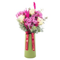 Pink Blossom Kasımpatı & Beyaz Gül