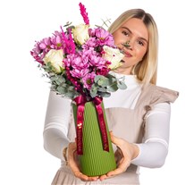 Pink Blossom Kasımpatı & Beyaz Gül