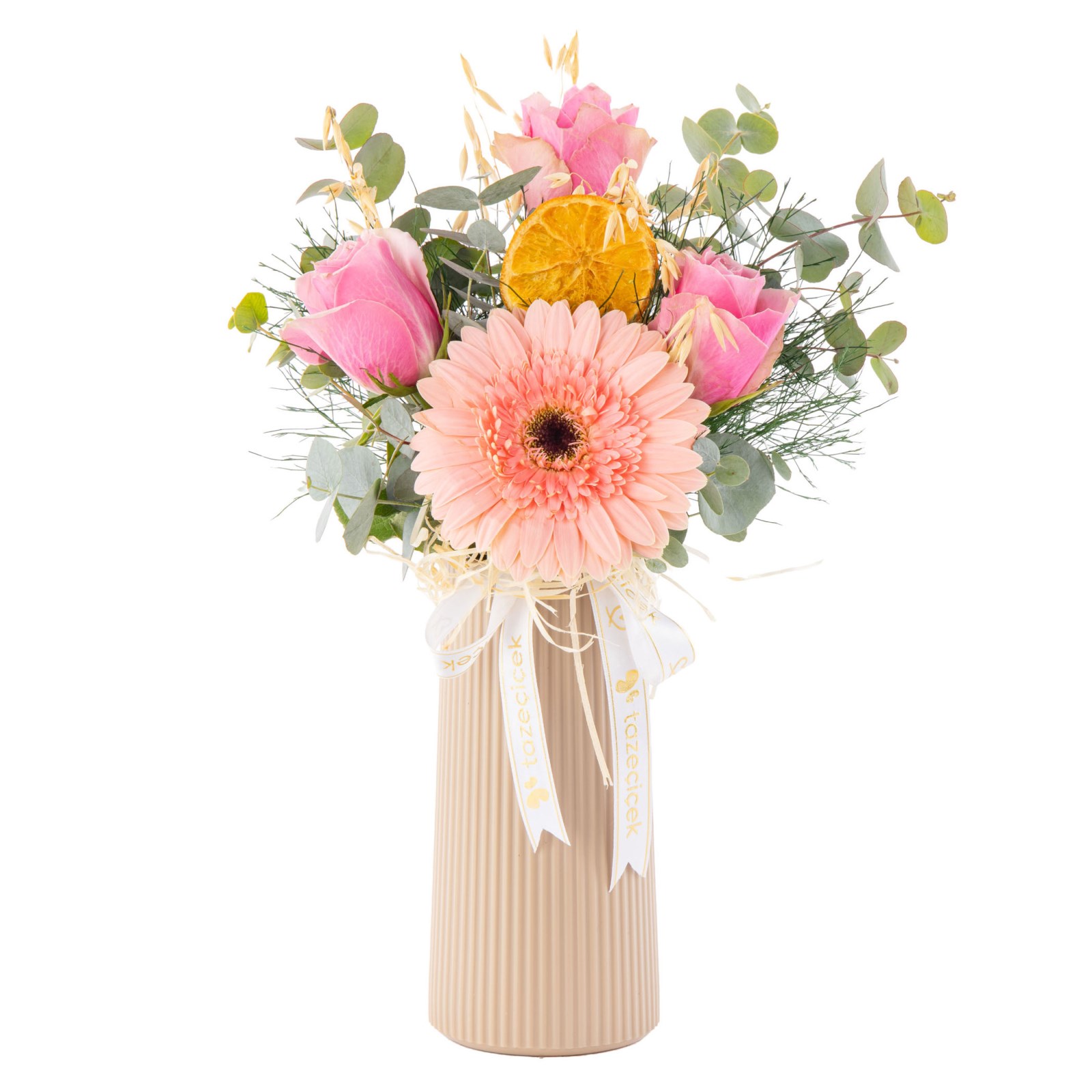 Soft Blush Gerbera & Pembe Gül