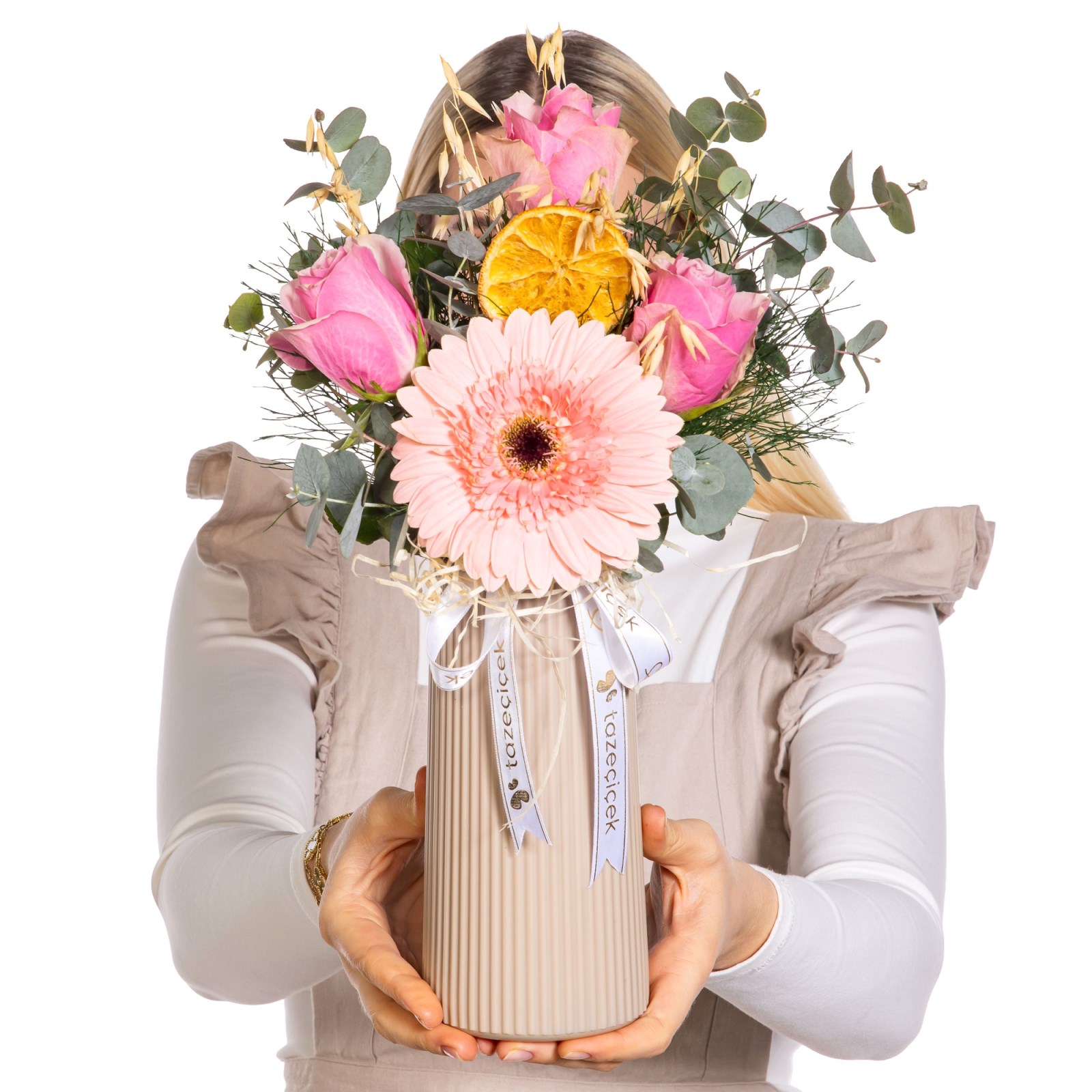 Soft Blush Gerbera & Pembe Gül