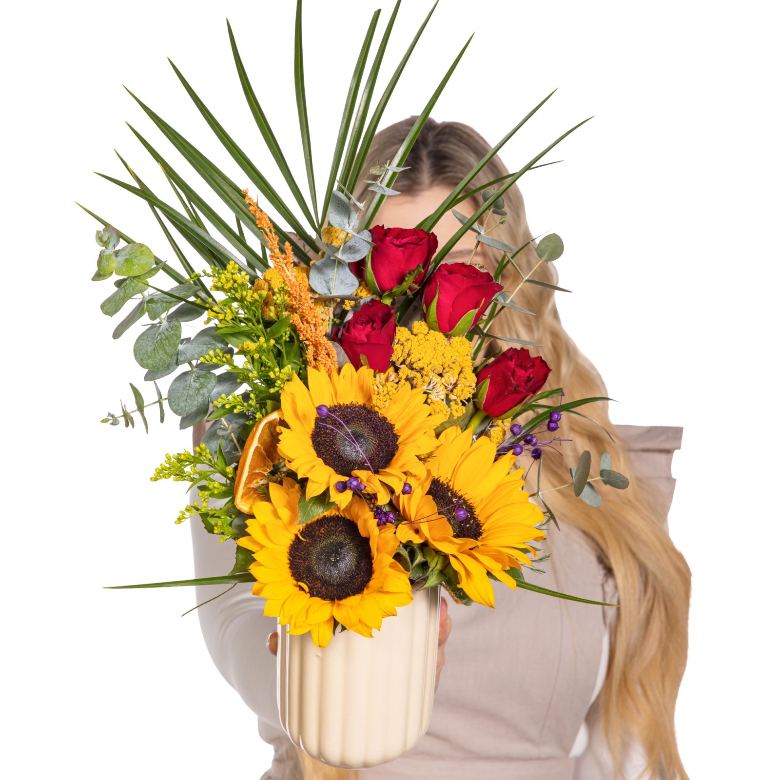 Sunflower Passion Kırmızı Gül Aranjmanı