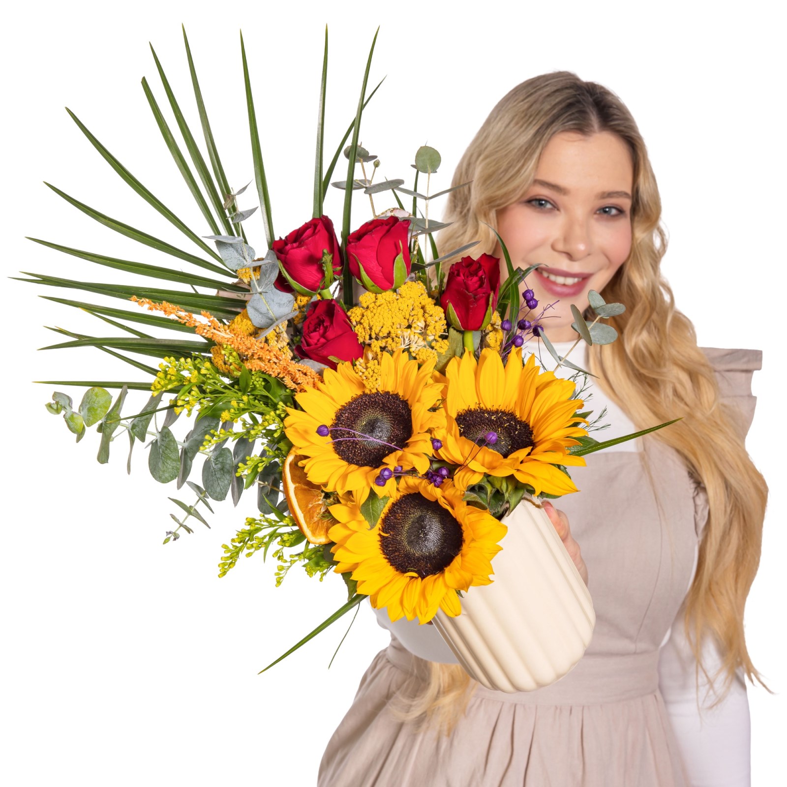 Sunflower Passion Kırmızı Gül Aranjmanı