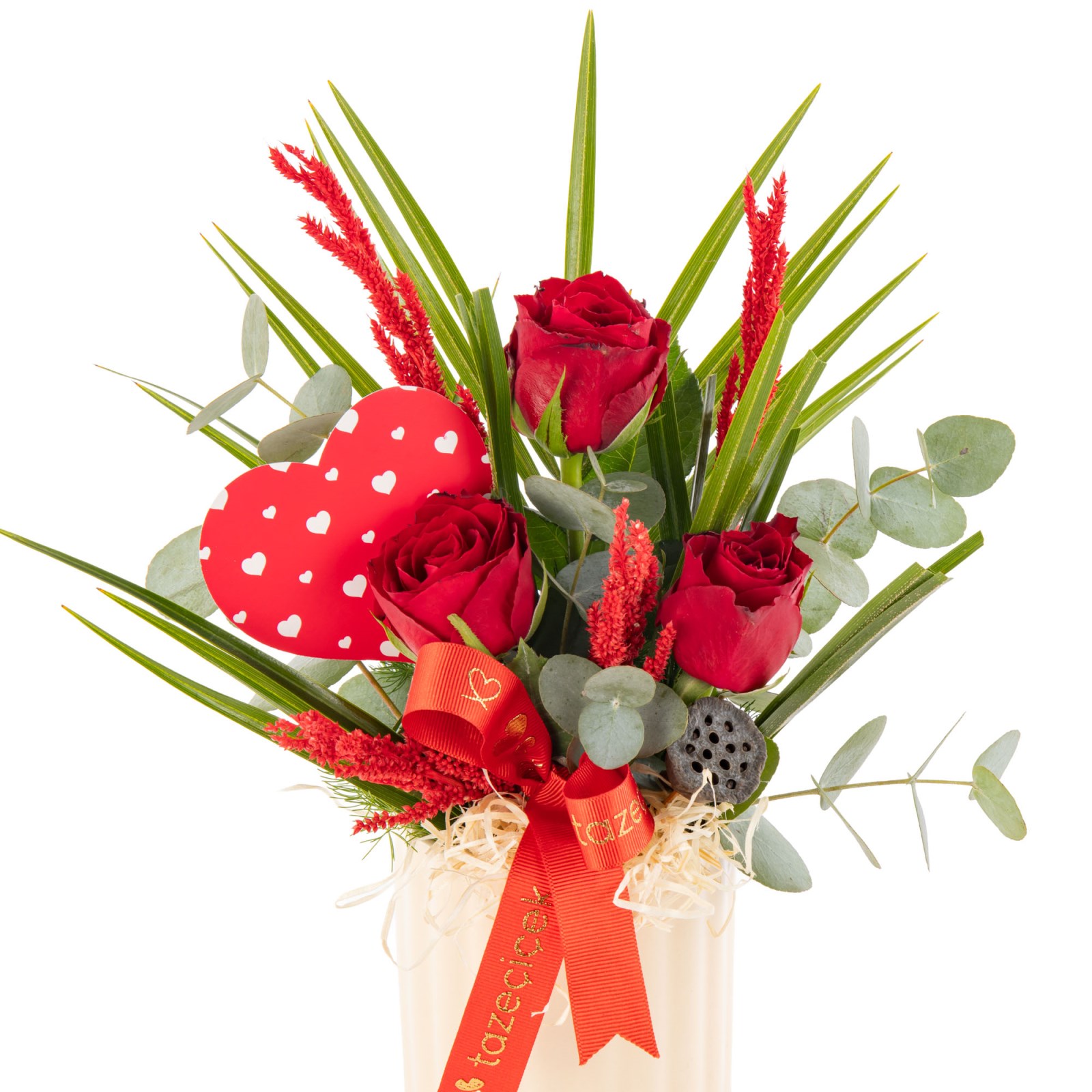 Heart Trio Kırmızı Gül Aranjman