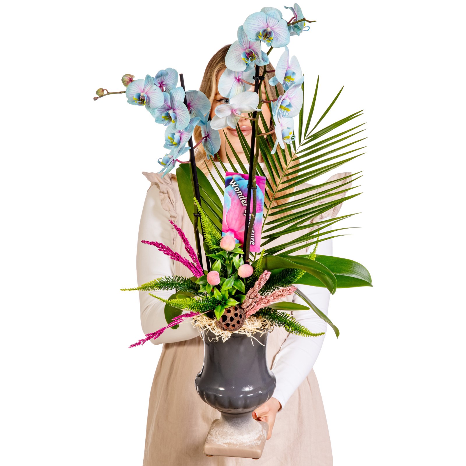 Delicate Sky Orchid Chic Vase Aranjman