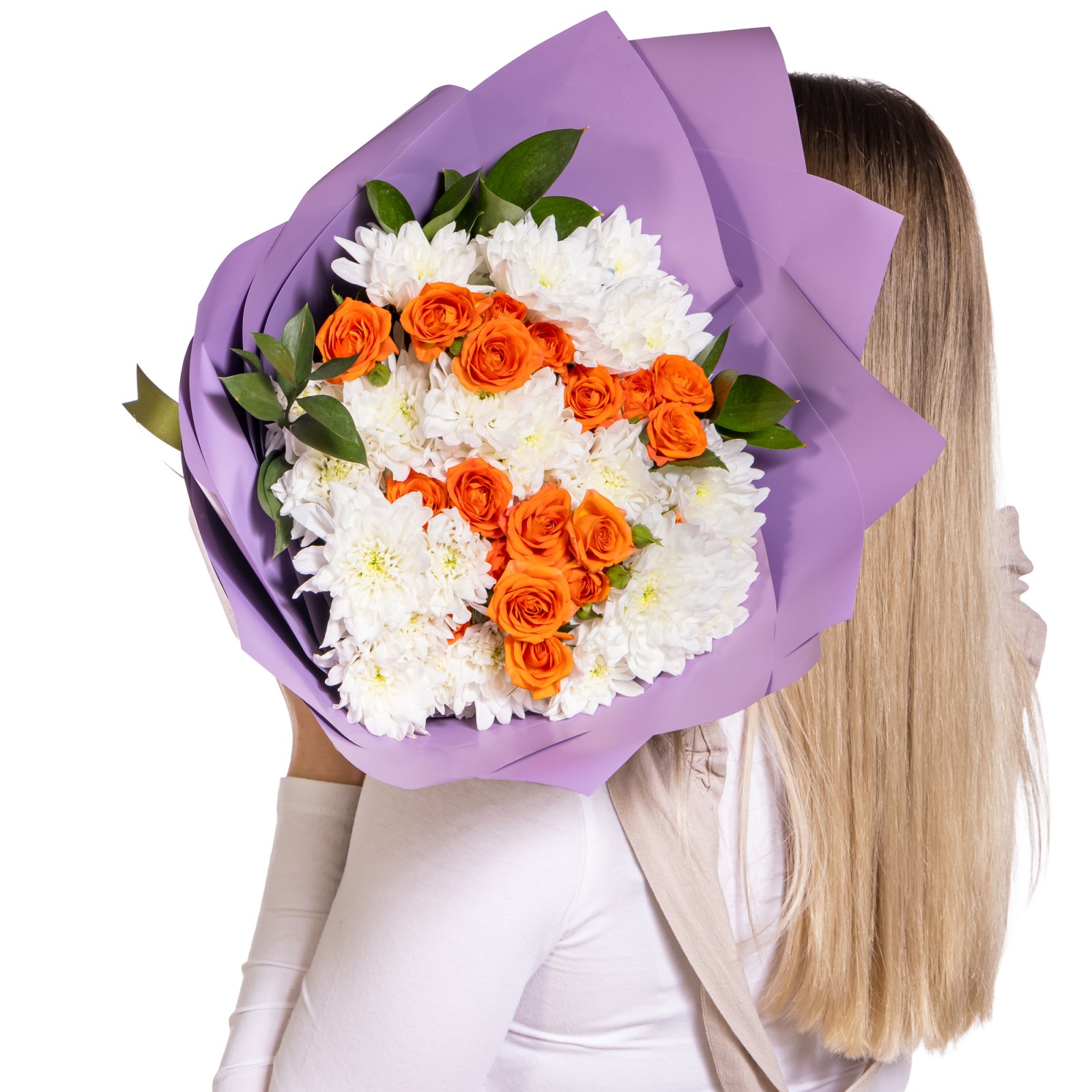 Orange Bliss Beyaz Krizantem Buketi
