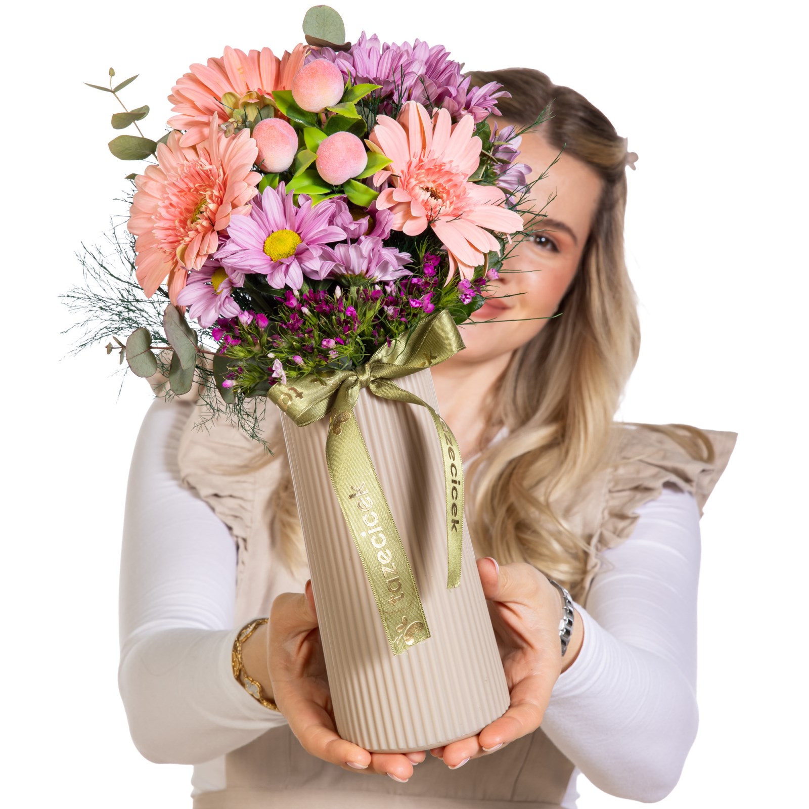 Şeftali Rüyası Gerbera Hüsnüyusuflar