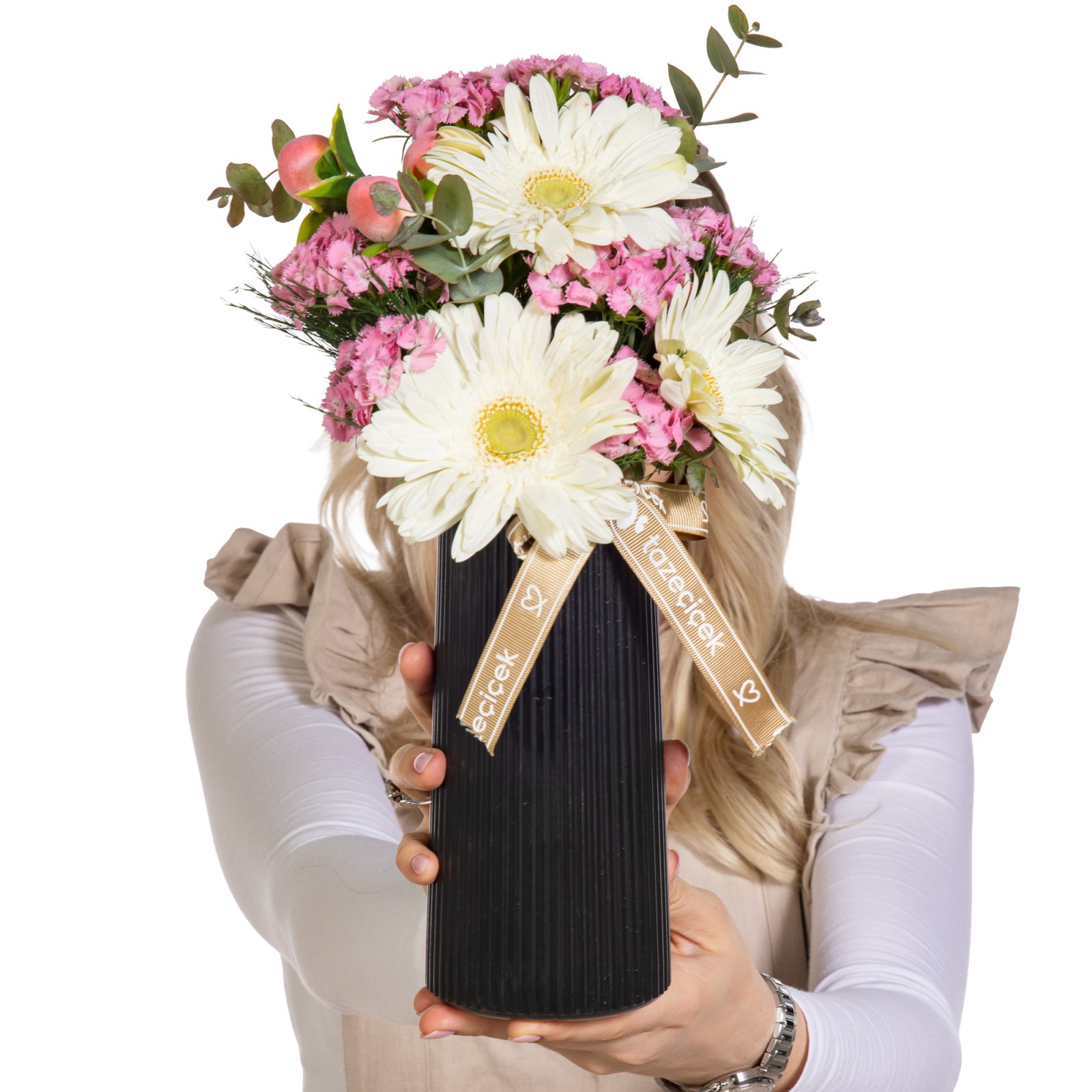 Pamuk Şeker Gerbera Vazosu