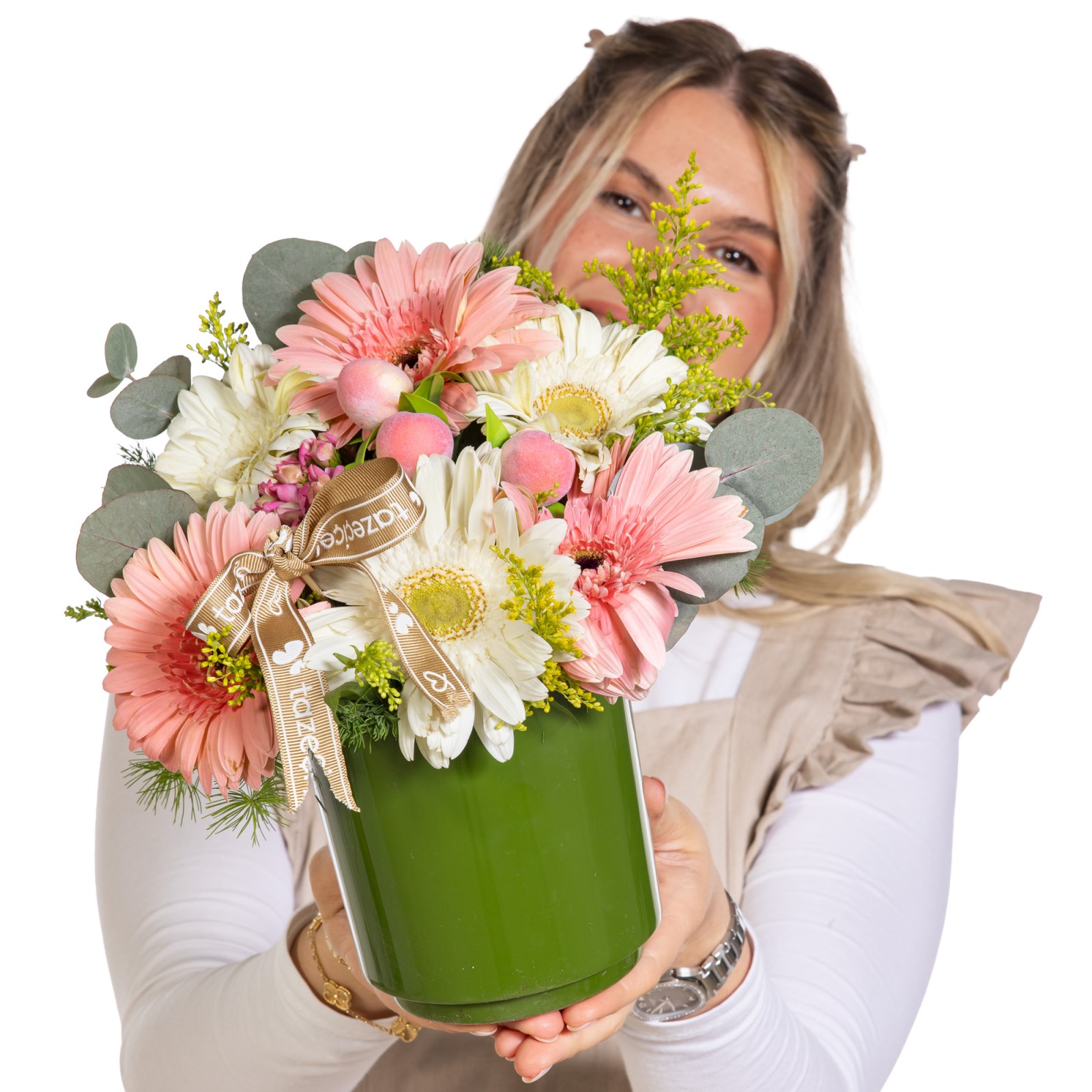 Peach Whisper Gerbera Vazosu