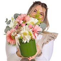 Peach Whisper Gerbera Vazosu