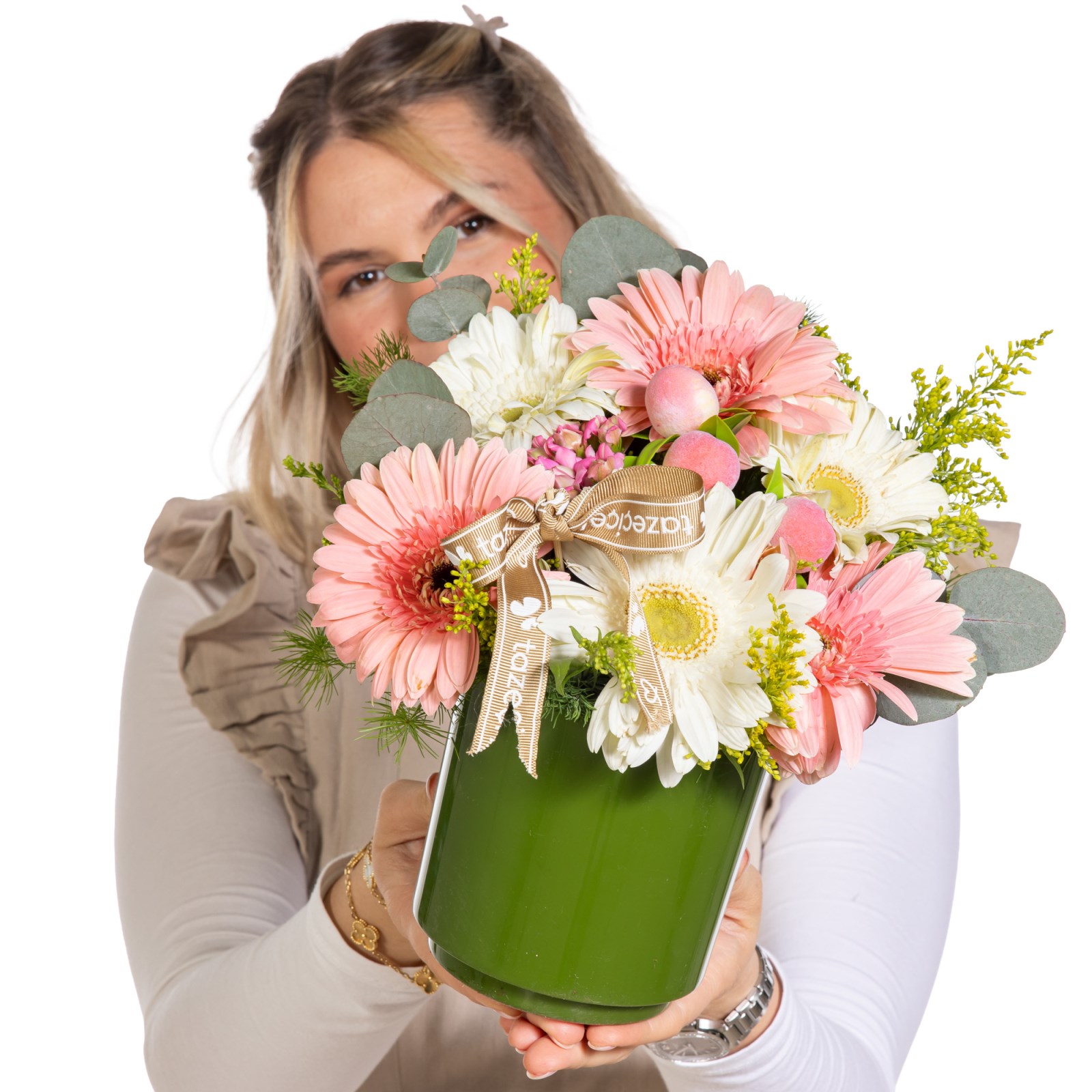 Peach Whisper Gerbera Vazosu