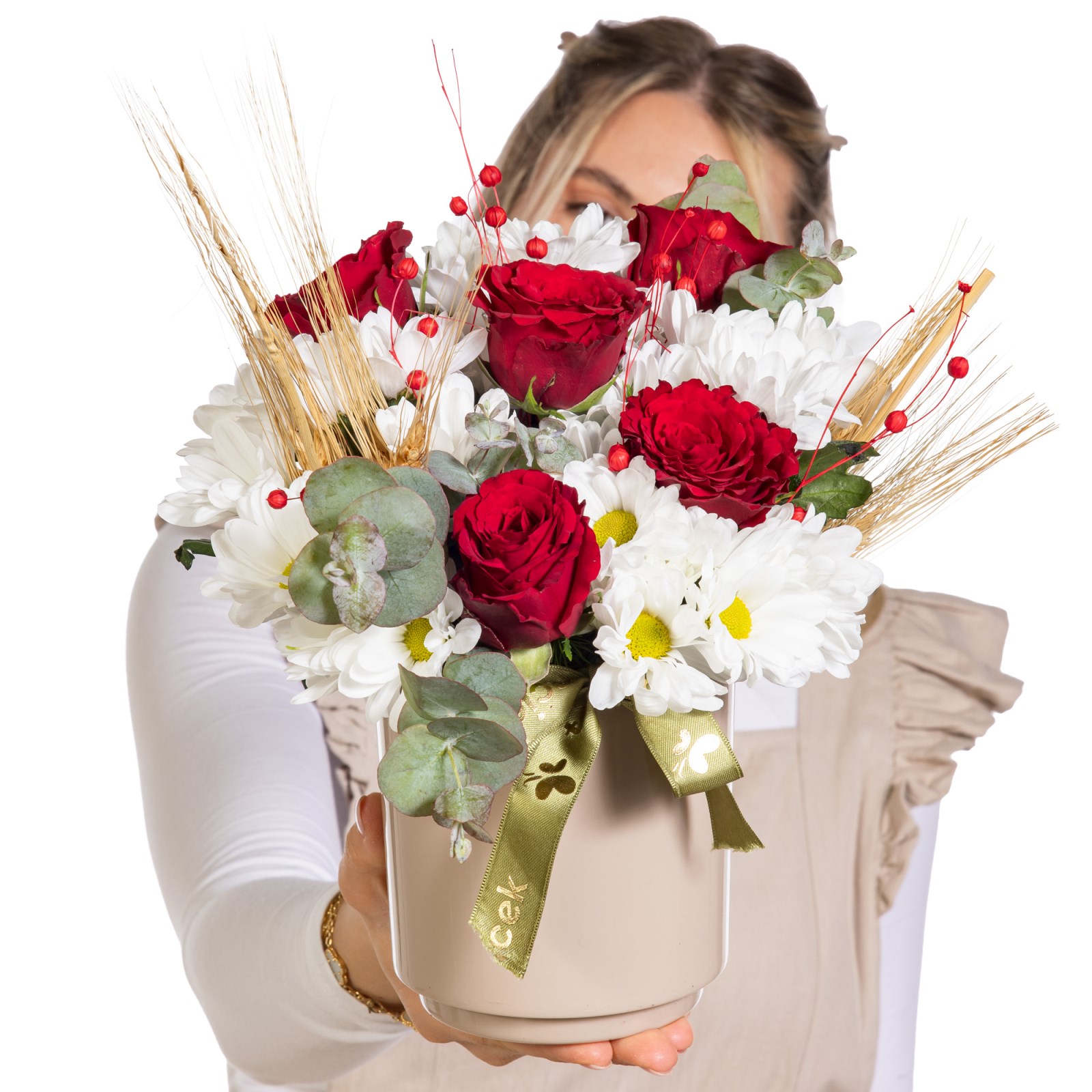 Crimson Love Gül Papatya Vazosu