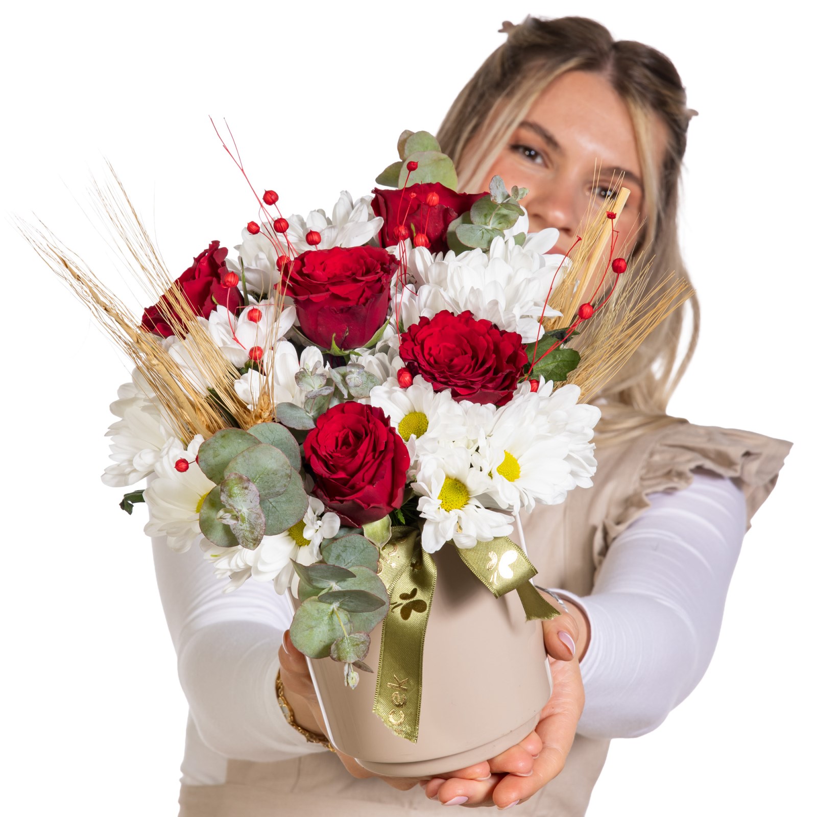 Crimson Love Gül Papatya Vazosu
