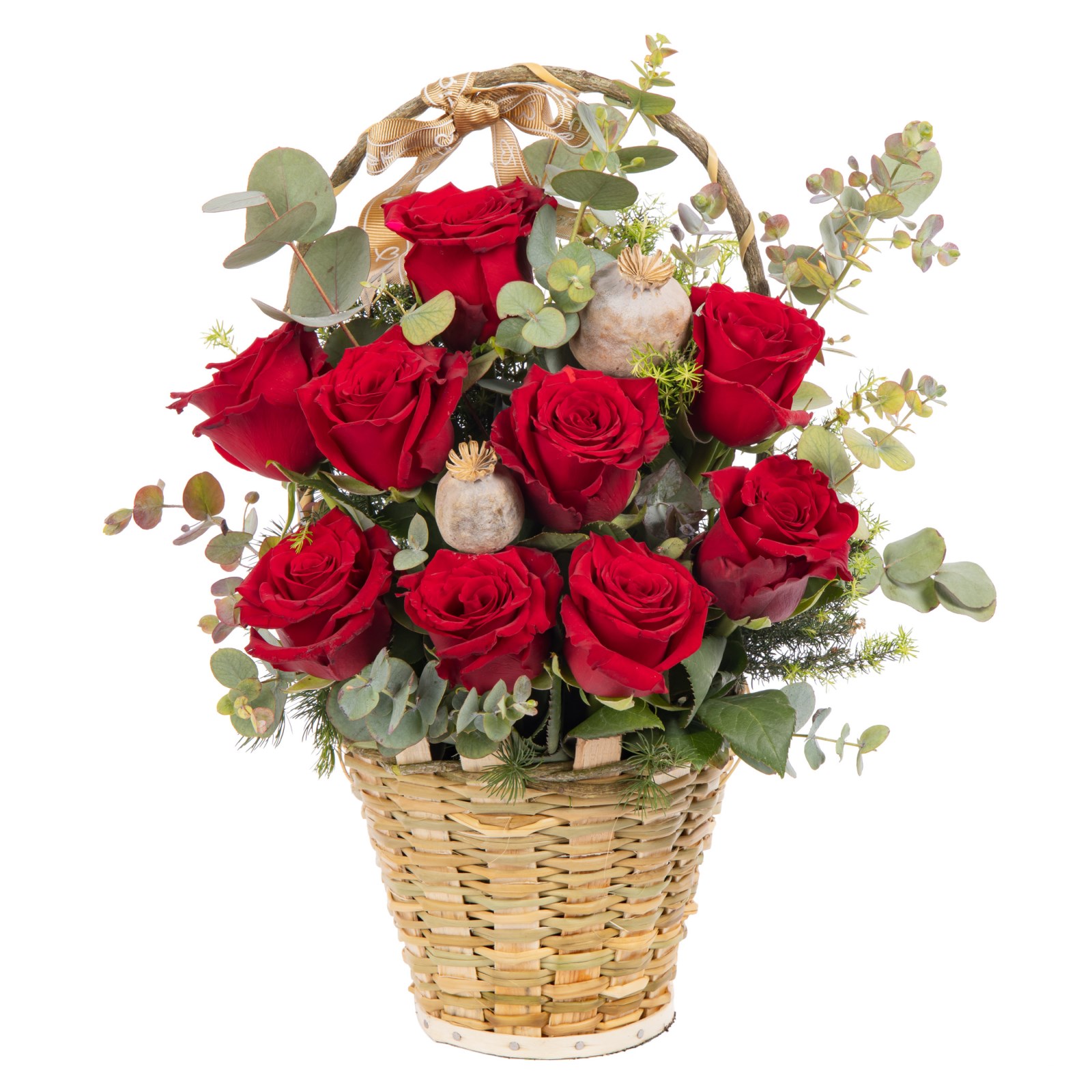 Crimson Velvet Kırmızı Gül Sepeti