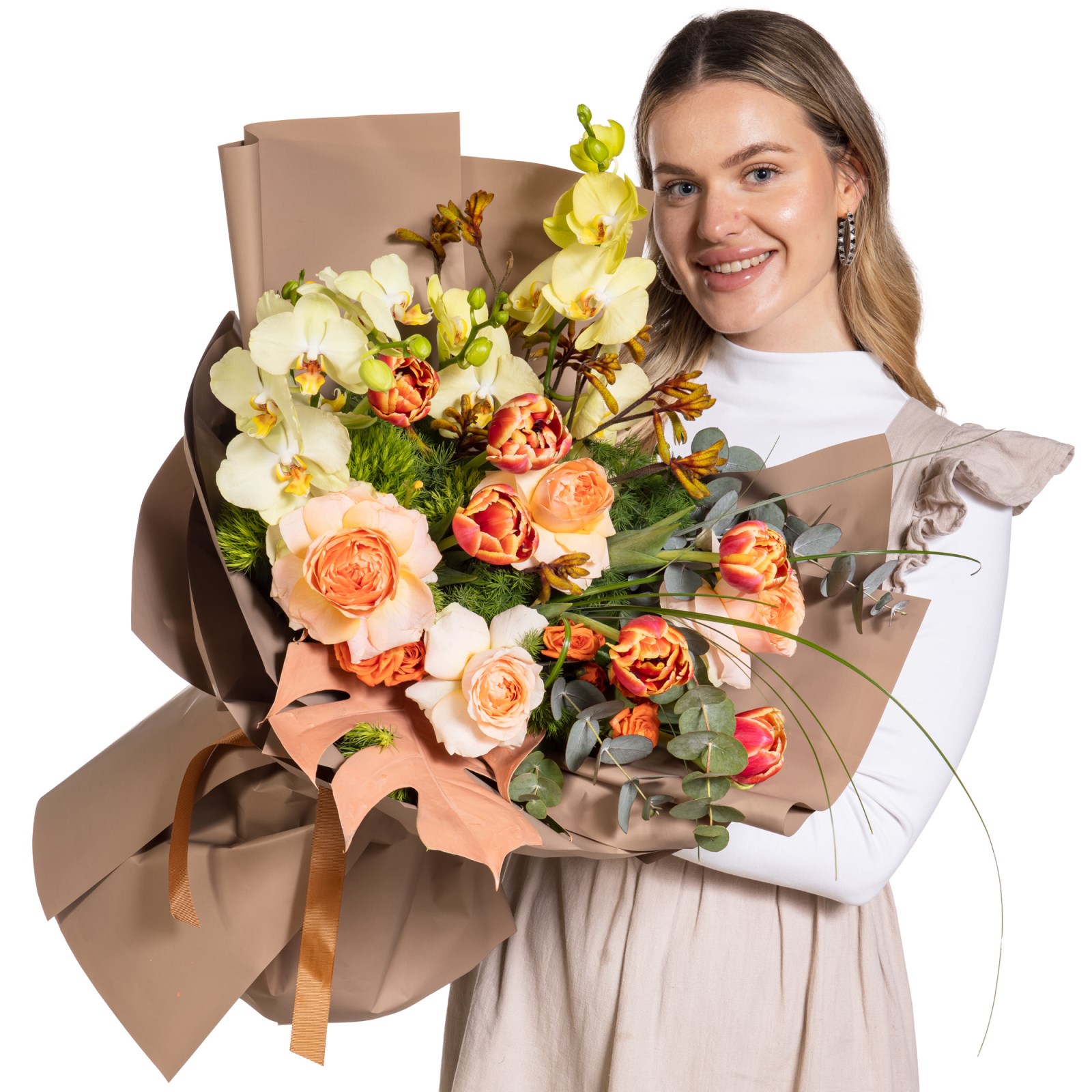 Sunset Bloom Orkide Gül Buketi