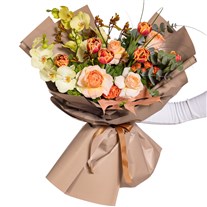 Sunset Bloom Orkide Gül Buketi