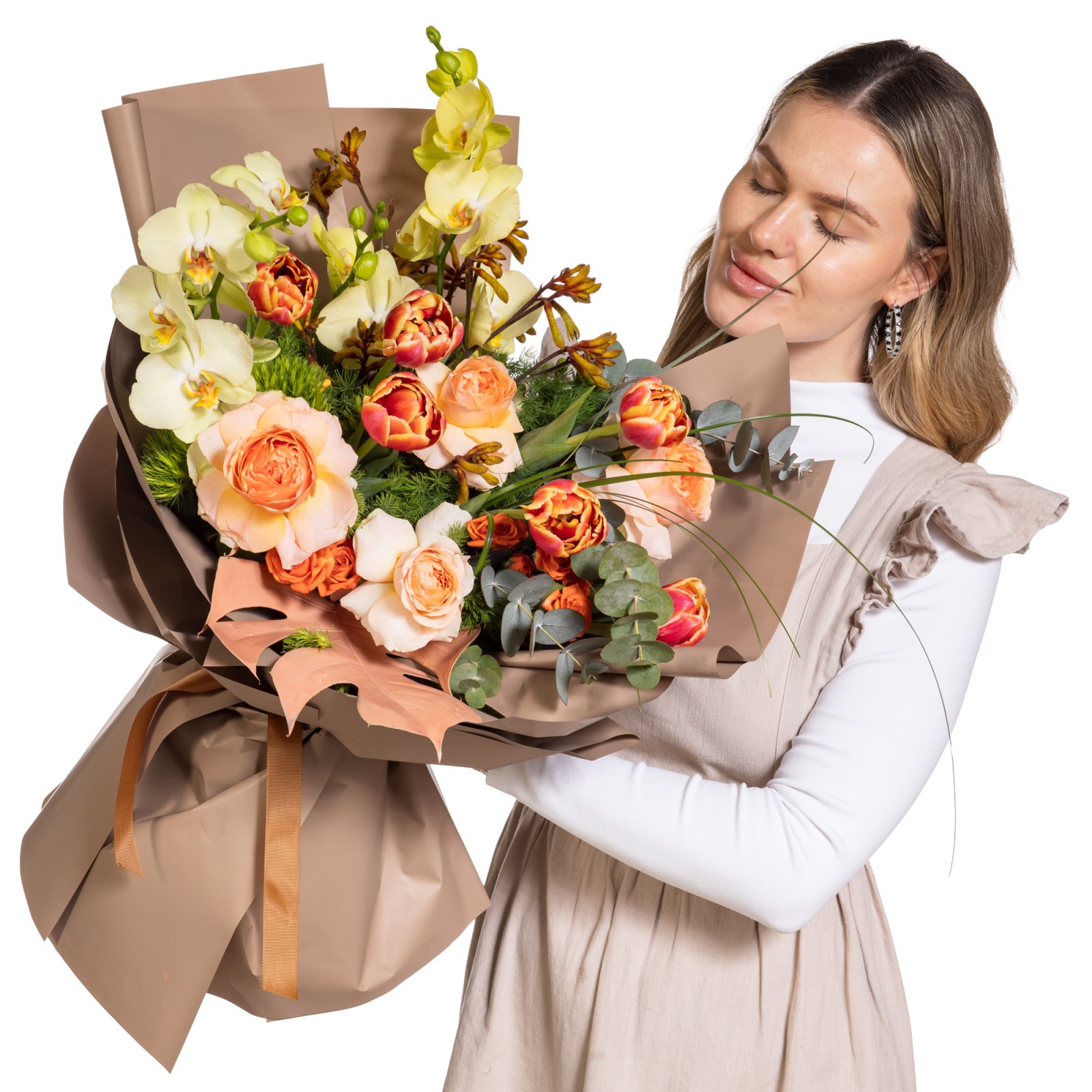 Sunset Bloom Orkide Gül Buketi