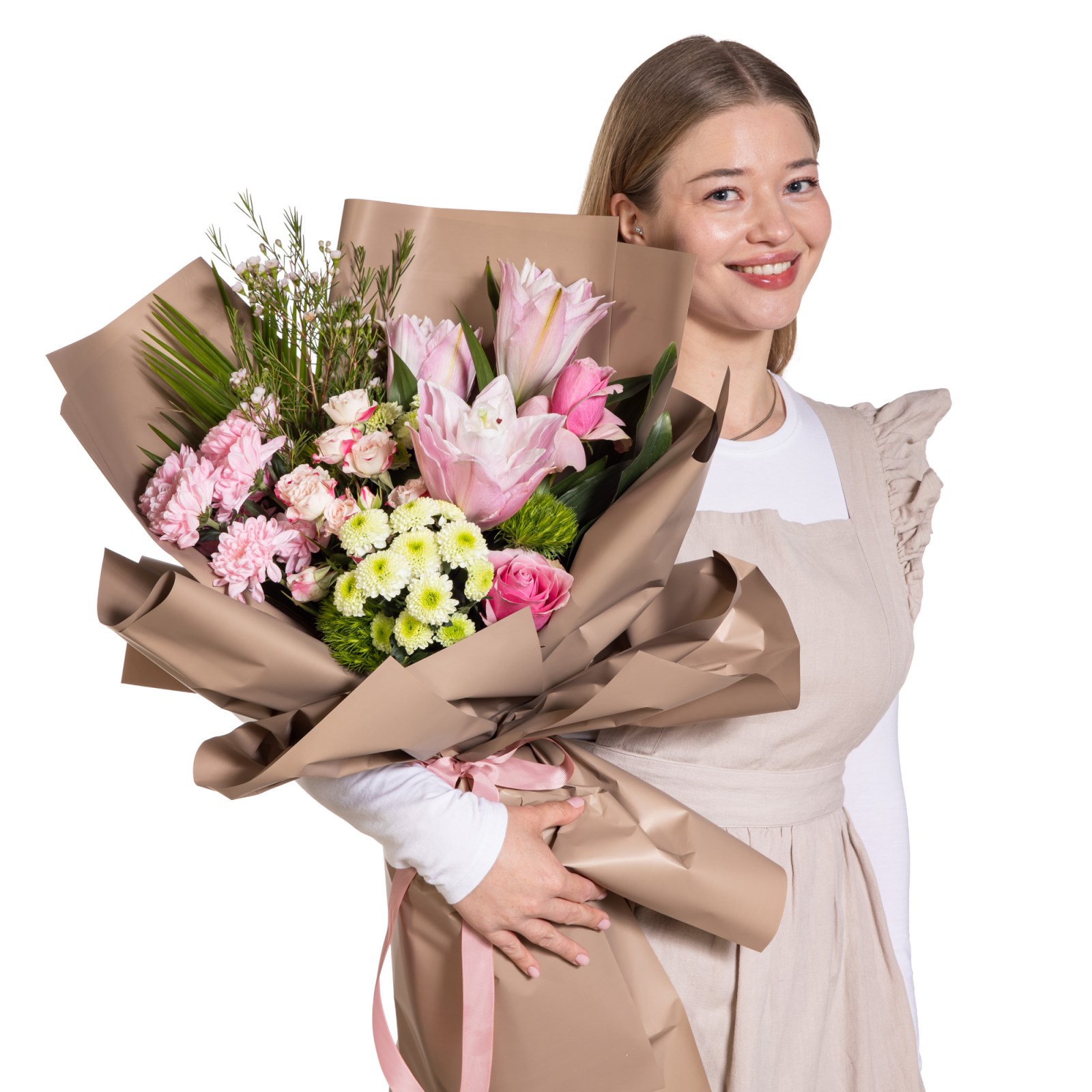 Soft Blush Lilyum Gül Buketi