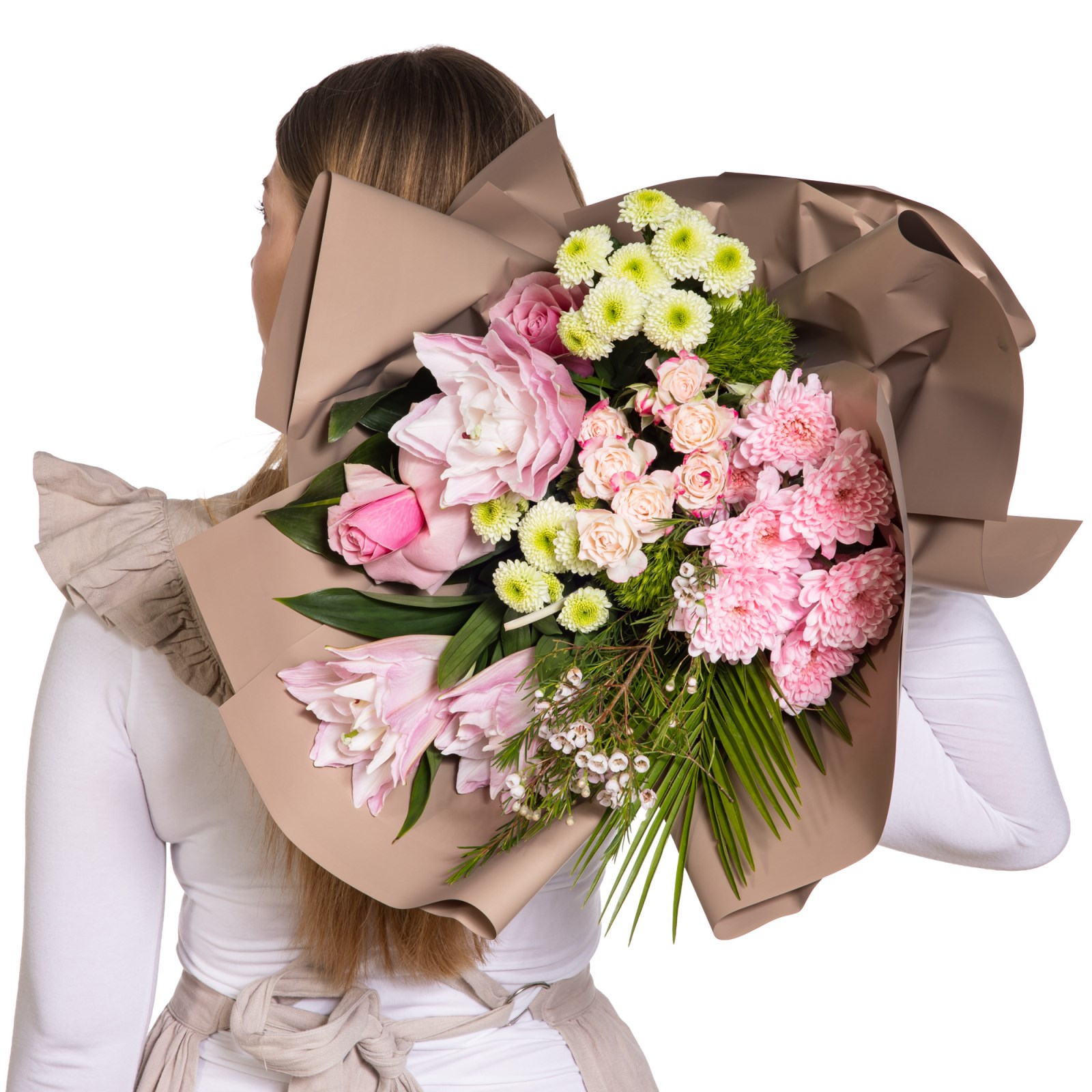 Soft Blush Lilyum Gül Buketi