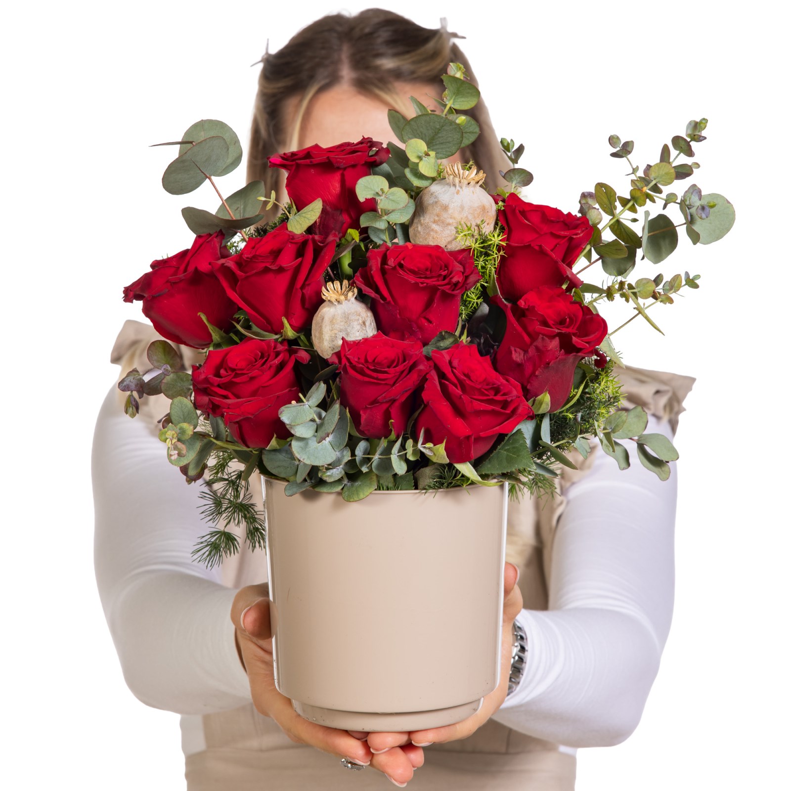 Scarlet Whisper Kırmızı Gül Vazosu