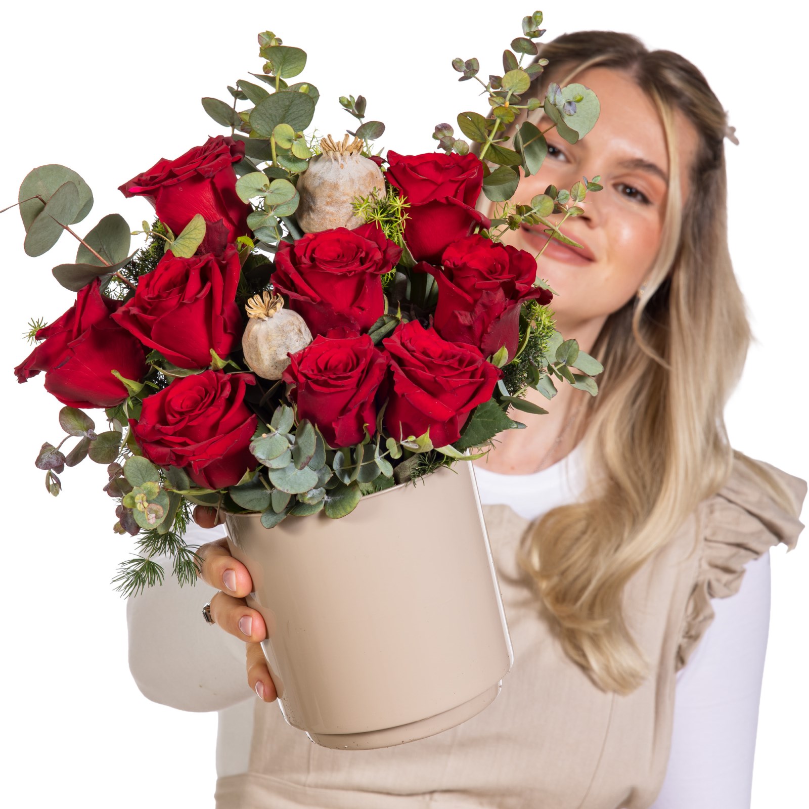 Scarlet Whisper Kırmızı Gül Vazosu