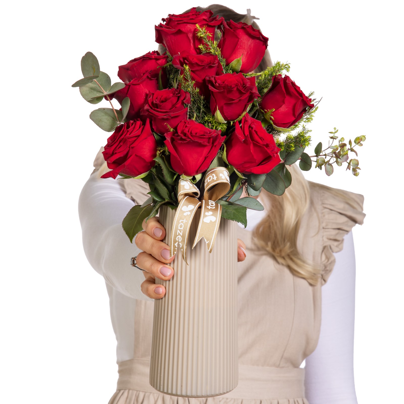 Crimson Elegance Kırmızı Gül Vazosu