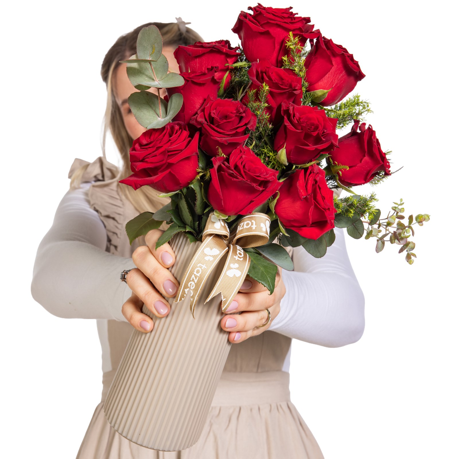 Crimson Elegance Kırmızı Gül Vazosu