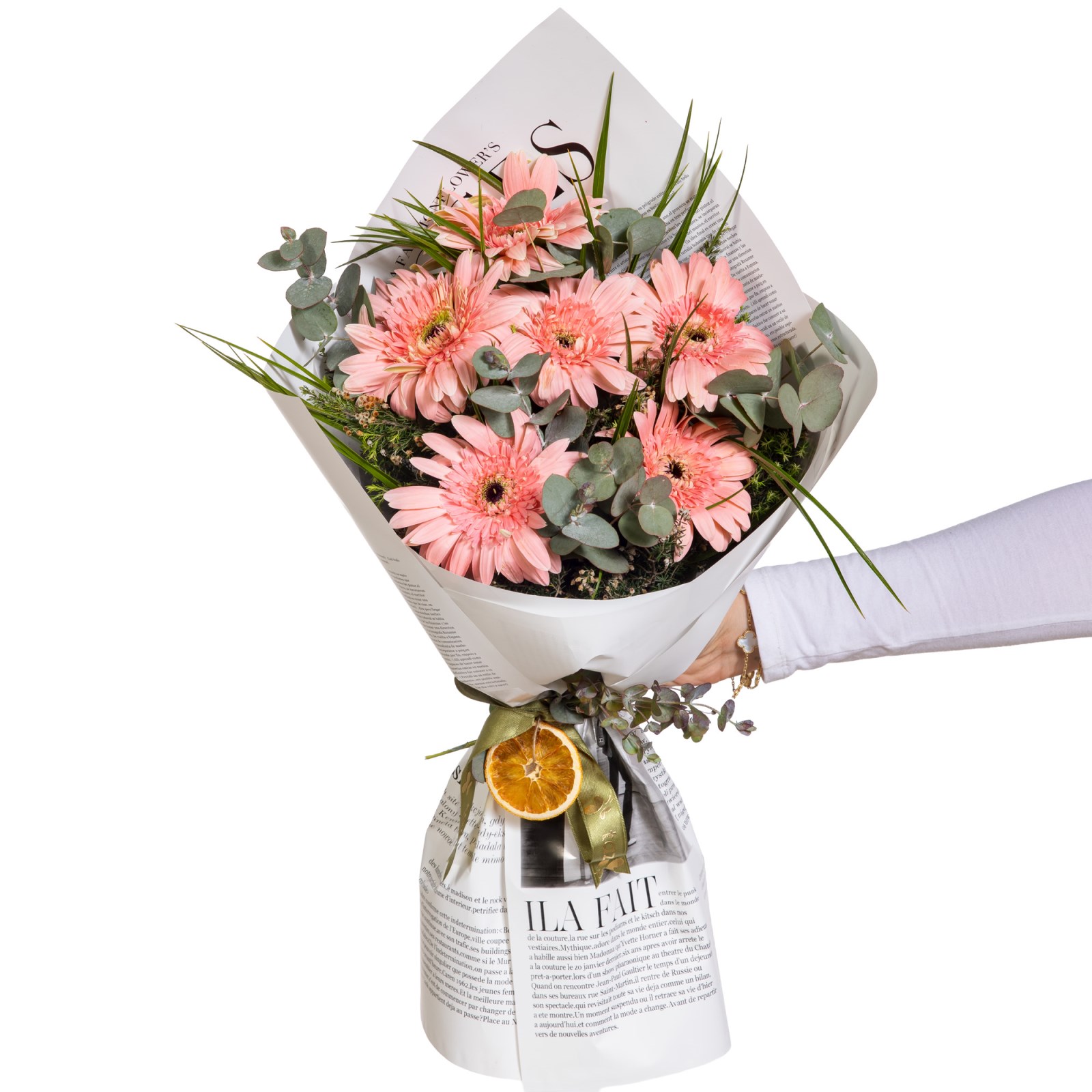 Peach Cream Gerbera Buketi