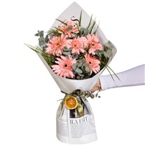 Peach Cream Gerbera Buketi
