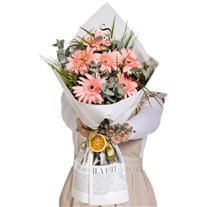 Peach Cream Gerbera Buketi