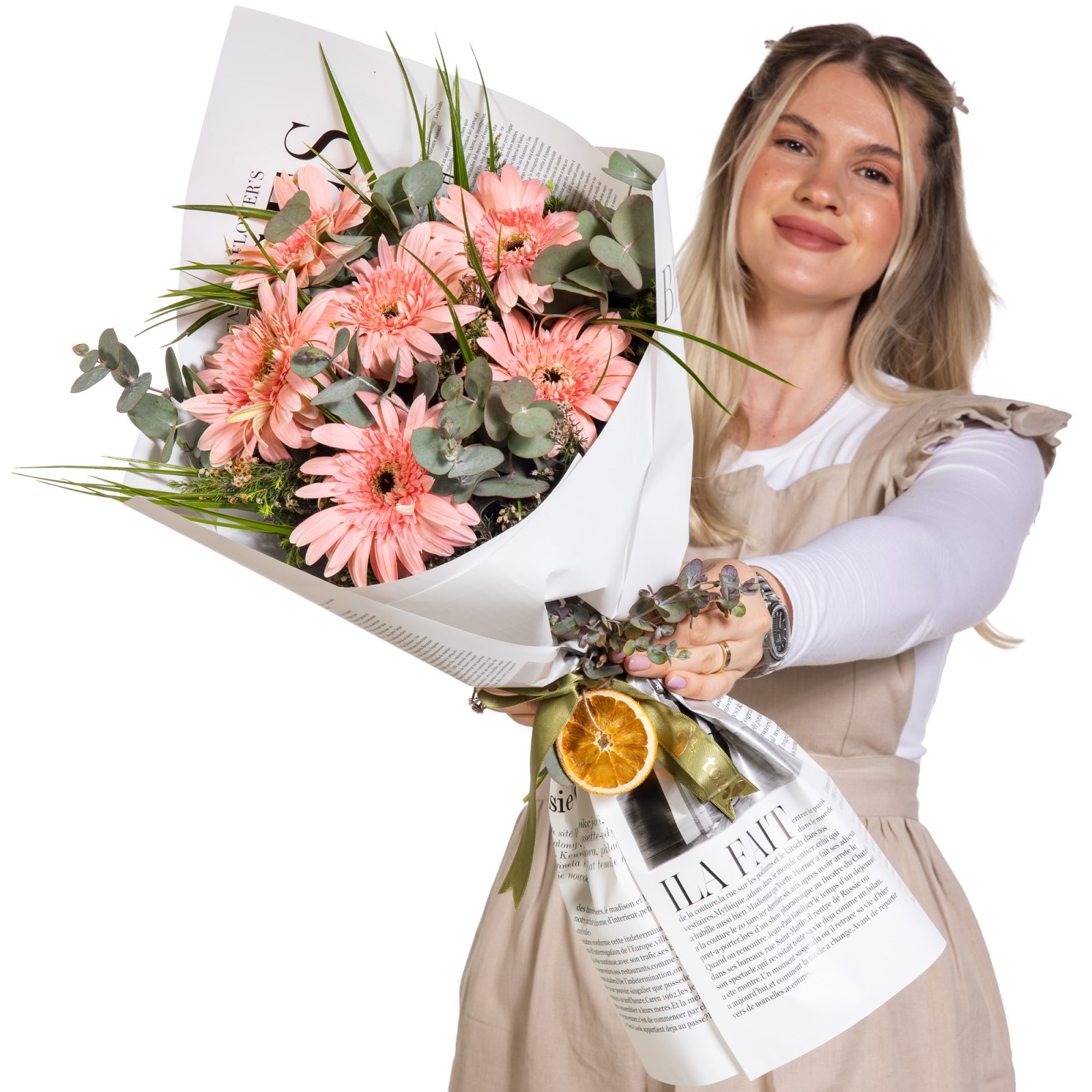 Peach Cream Gerbera Buketi
