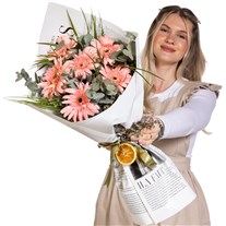 Peach Cream Gerbera Buketi
