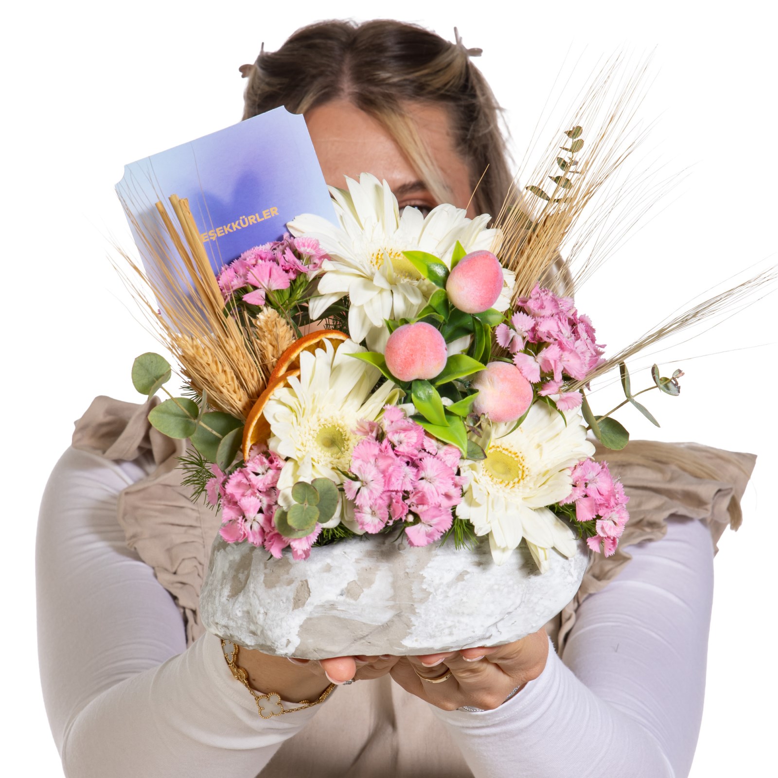 Teşekkürler Beyaz Gerbera Aranjmanı