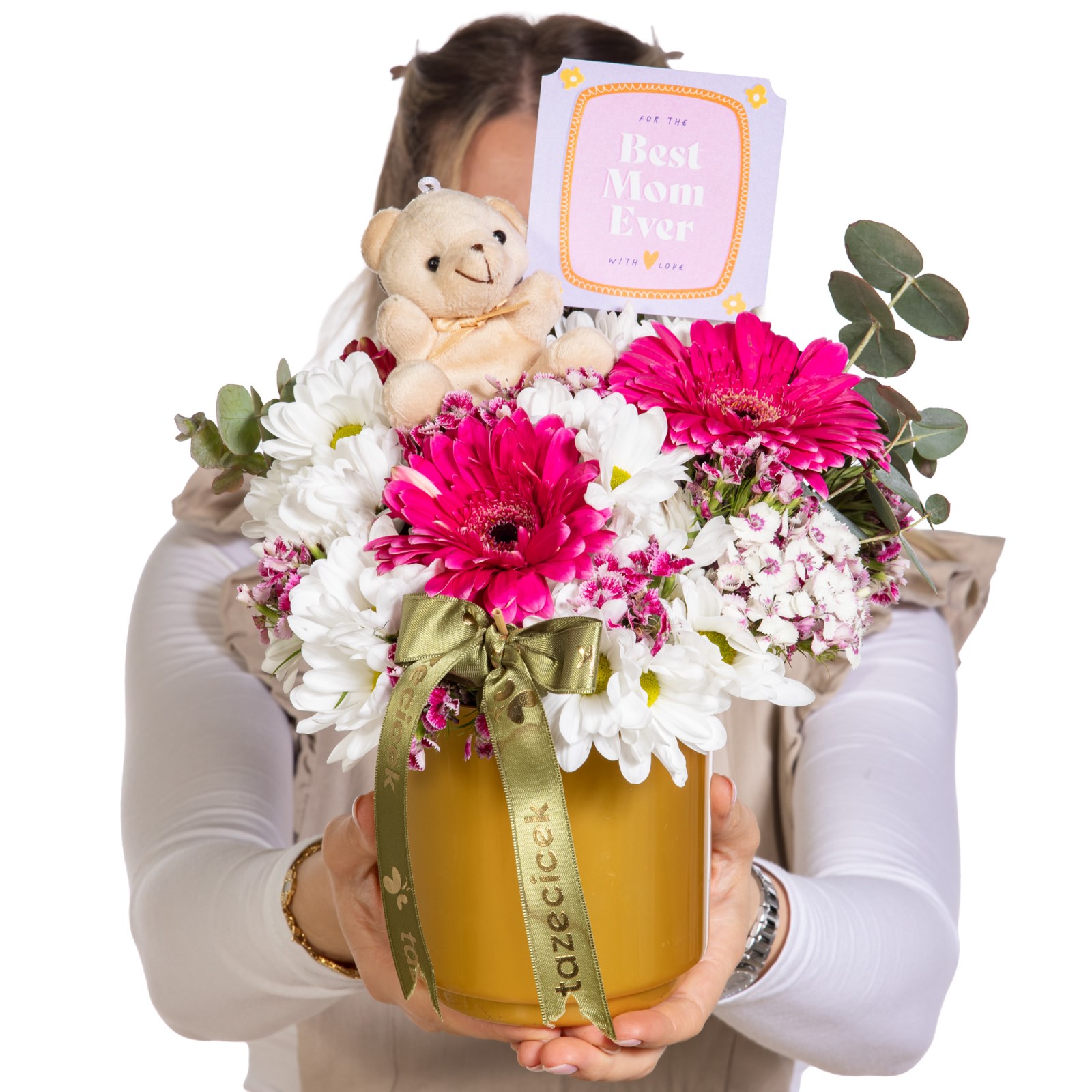 Strawberry Best Mom Gerbera Vazosu
