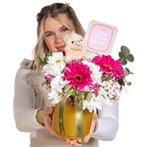 Strawberry Best Mom Gerbera Vazosu
