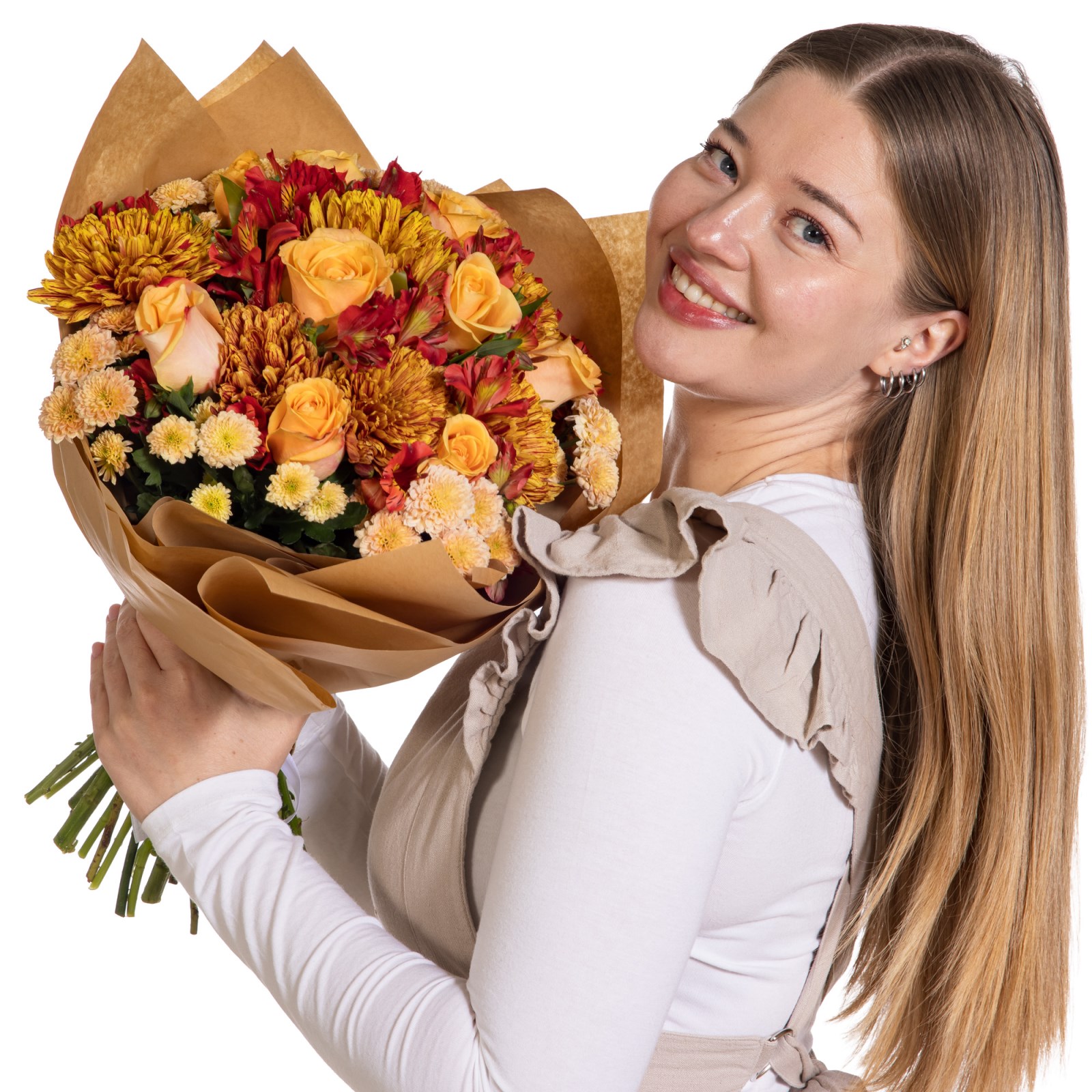 Autumn Warmth Turuncu Gül Buketi