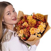 Autumn Warmth Turuncu Gül Buketi