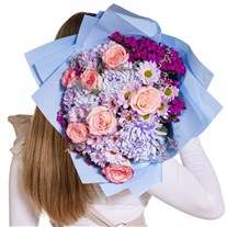 Purple Elegance Gül Krizantem Buketi