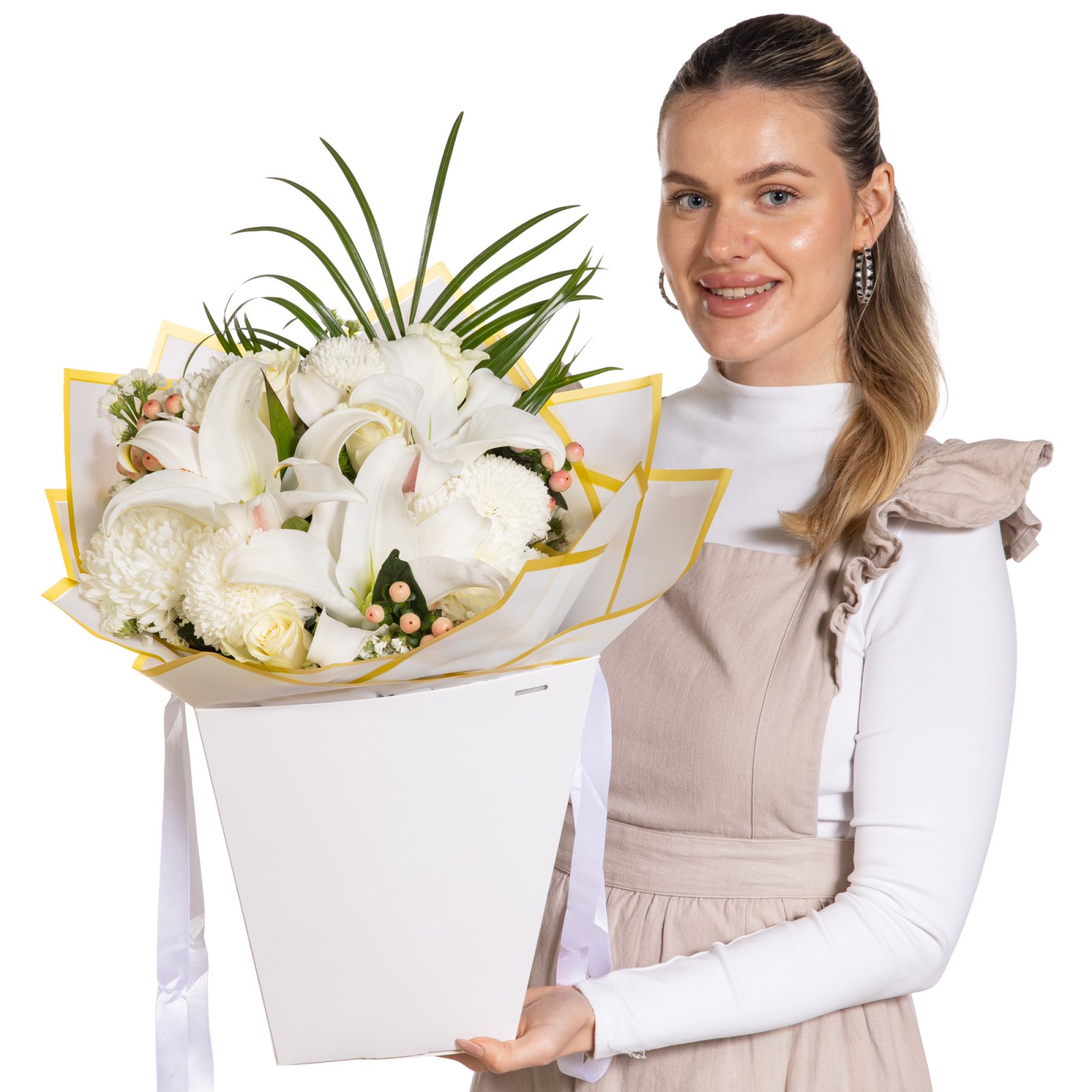 Ivory Zen Beyaz Lilyum Buketi
