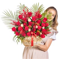 Velvet Fire Rose Garden Premium Gül Sepeti