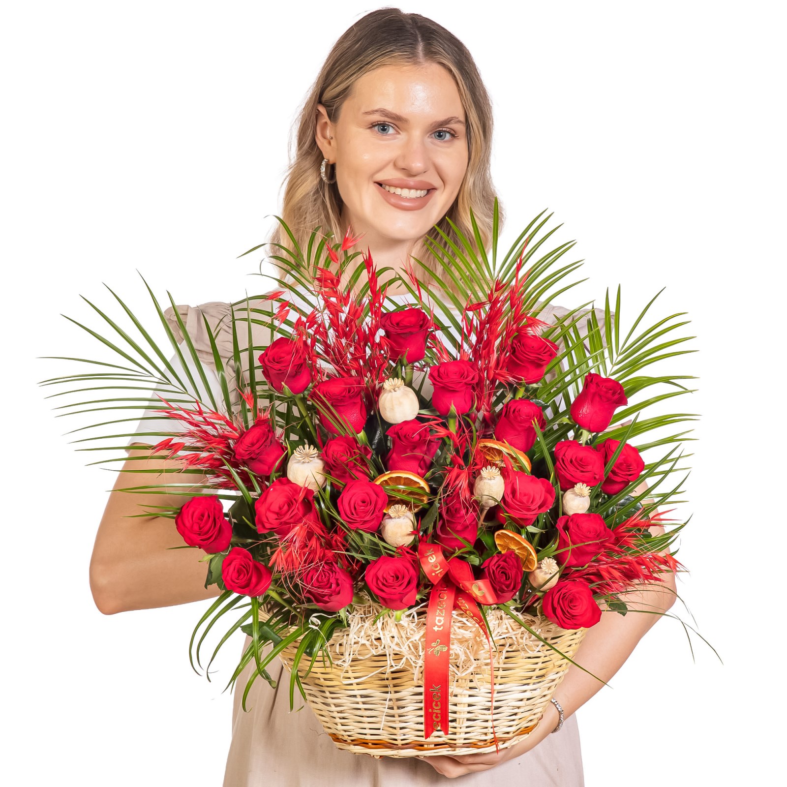 Velvet Fire Rose Garden Premium Gül Sepeti