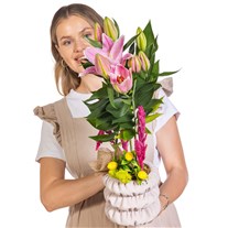 Lemon Pink Lilyum Aranjmanı