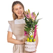 Lemon Pink Lilyum Aranjmanı
