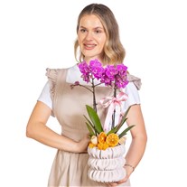 Pastel Bow Seramikte Orkide
