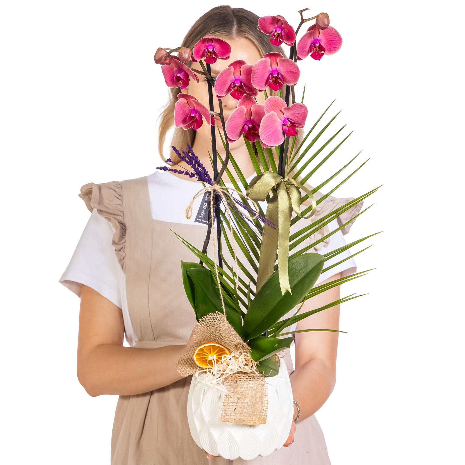 Khaki Peach Seramikte Orkide