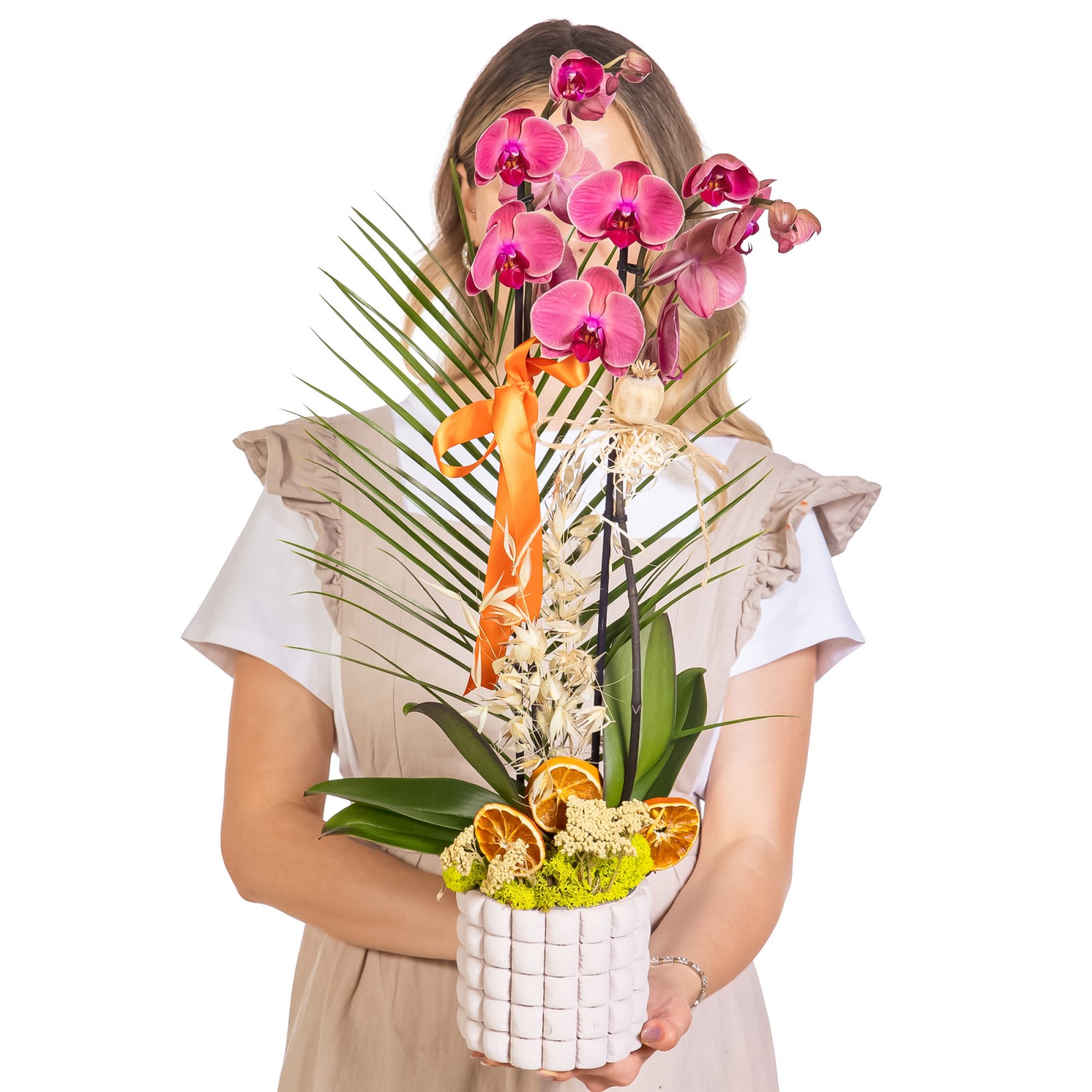 Sunset Ribbon Seramikte Orkide