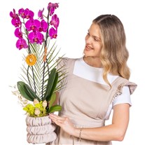 Rustic Fuchsia Seramikte Orkide