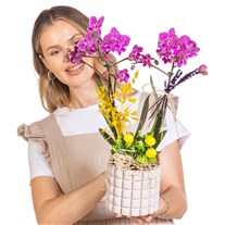Saffron Mosaic Seramikte Orkide