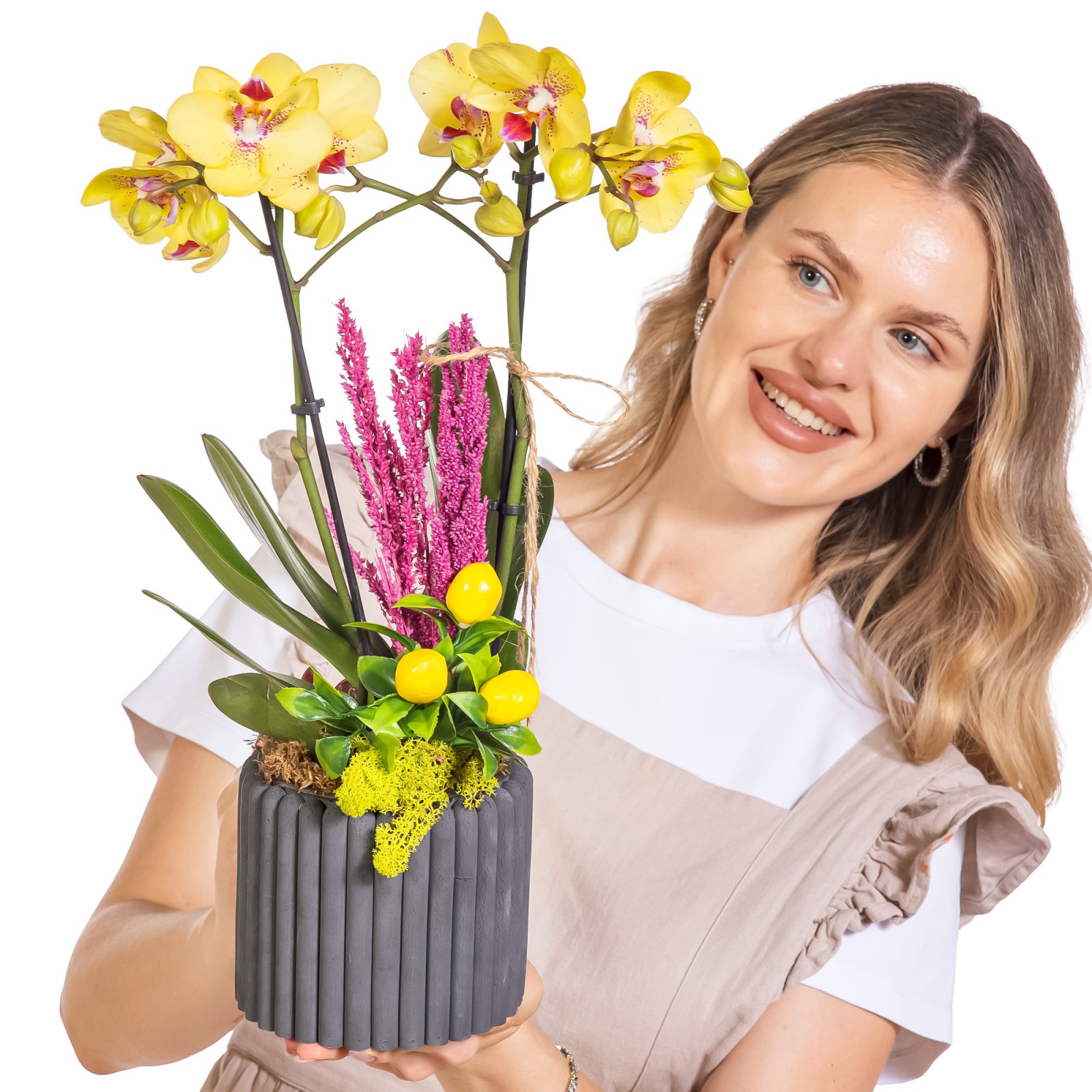 Yellow Charm Seramikte Orkide
