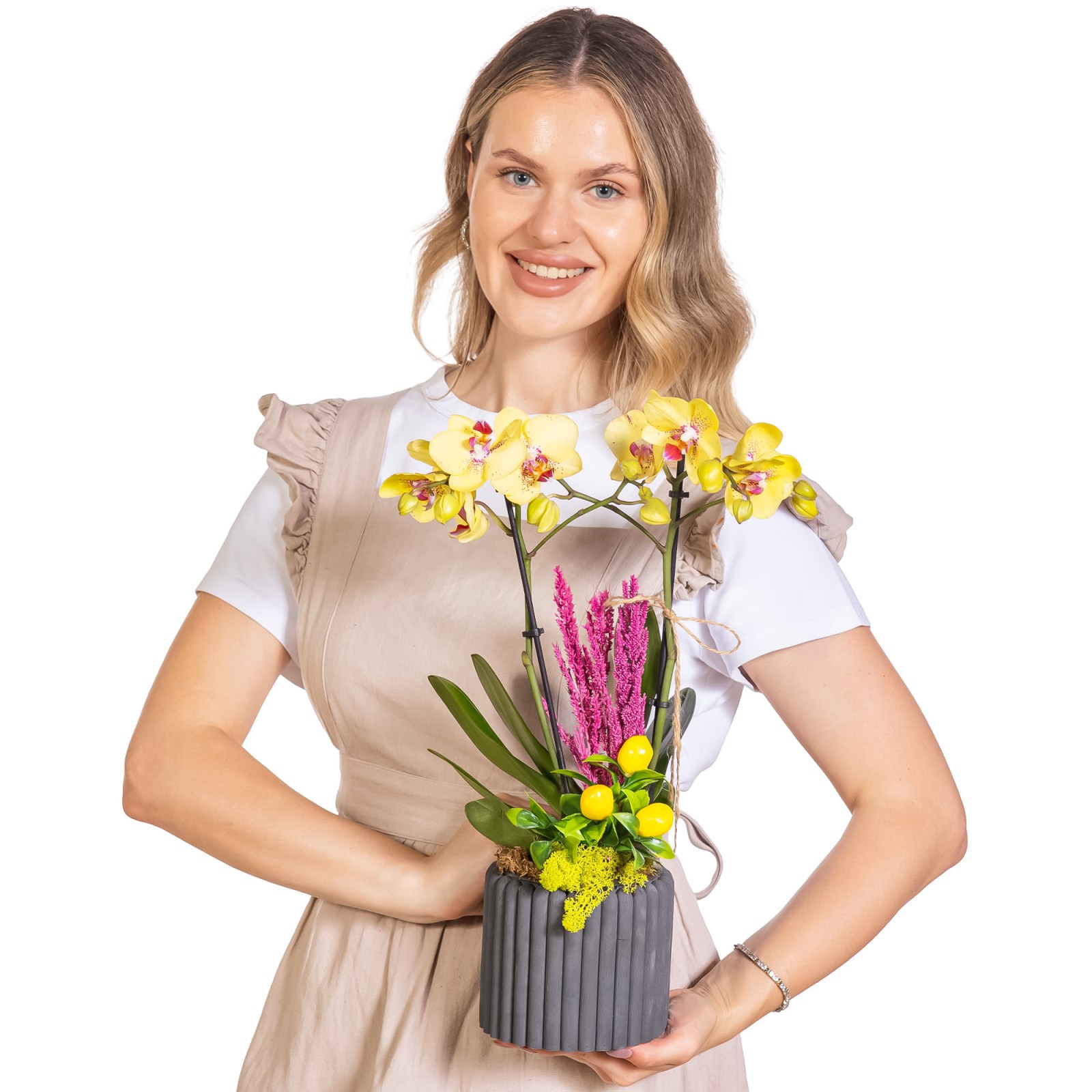 Yellow Charm Seramikte Orkide